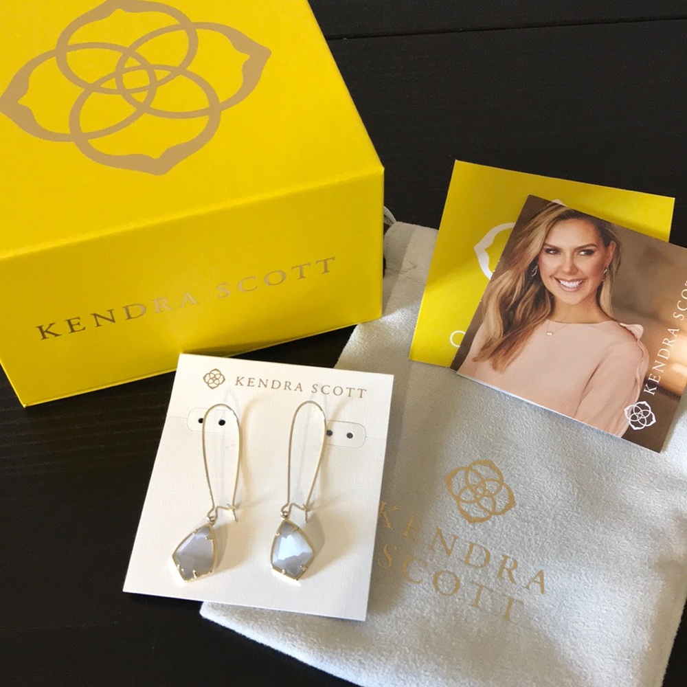 Kendra Scott Carrine Gold Drop Earrings - Slate